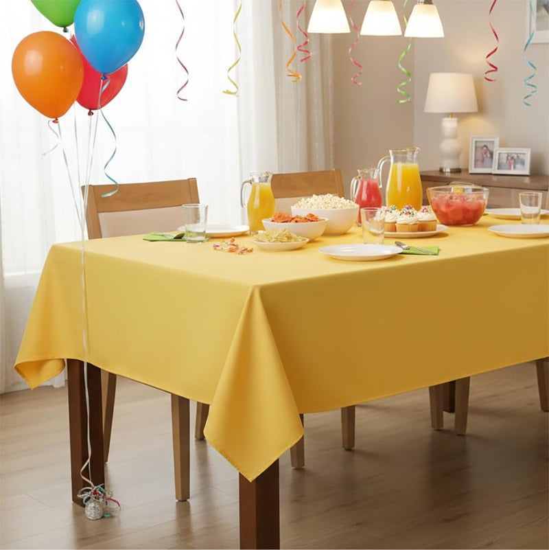 sancua Rectangle Tablecloth - 60 x 102 Inch - Stain and Wrinkle Resistant Washable Polyester Table Cloth, Decorative Fabric Table Cover for Dining Tables, Buffet Parties and Camping, Yellow - Image 2